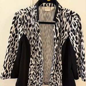Chico's Black & White Leopard-Print Open Jacket